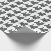 Papier Cadeau Cairn Terrier Chien Silhouette Y&B Blanc (Coin)