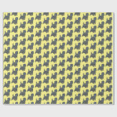 Papier Cadeau Cairn Terrier Chien Silhouette Y&B Jaune (Plat)