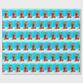 Papier Cadeau Cairn Terrier dans la neige avec cadeaux de Noël (Plat)