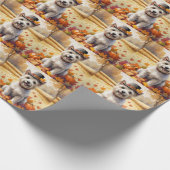 Papier Cadeau Cairn Terrier En Automne Quitte L'Art Thanksgiving (Coin)