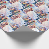 Papier Cadeau Cairn Terrier Festive Lamppost Village Christmas (Coin)