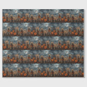 Papier Cadeau Cairn Terrier Halloween Éffrayant (Plat)