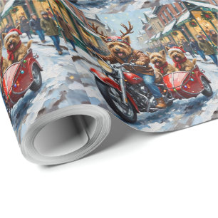 Papier Cadeau Cairn Terrier Noël Parade de moto de vacances