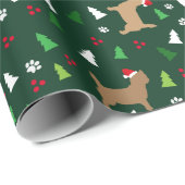 Papier Cadeau Cairn Terriers Père Noël À feuillage persistant (Coin rond)