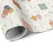 Papier Cadeau Cakes, Balloons & Confetti Scandi Birthday (Coin rond)