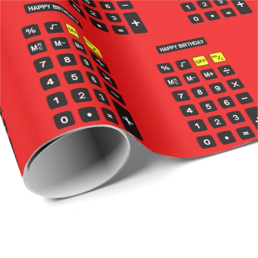 Papier Cadeau Calculateur d'anniversaire rouge (Coin rond)