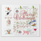 Papier Cadeau Calendrier 2021 Joyeux Noël Père Noël papier d'emb (Plat)