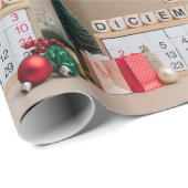 Papier Cadeau Calendrier de décembre (Coin rond)