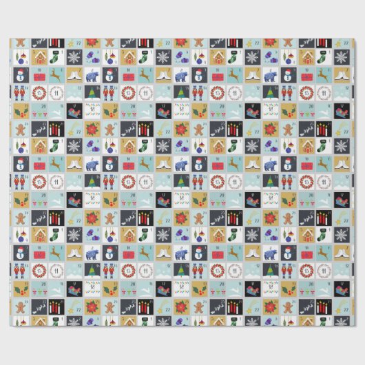 Papier Cadeau Calendrier de l'arrivée Noël (Plat)