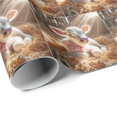 Papier Cadeau Calf Blanc Dans Le Stand De Grange (Coin rond)