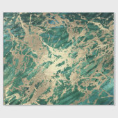 Papier Cadeau Cali Tropical Green Golden Metallic Glass (Plat)