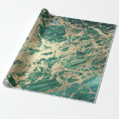 Papier Cadeau Cali Tropical Green Golden Metallic Glass (Déroulé)