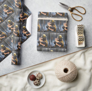 Papier Cadeau California Bear en pompier