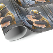 Papier Cadeau California Bear en pompier (Coin rond)