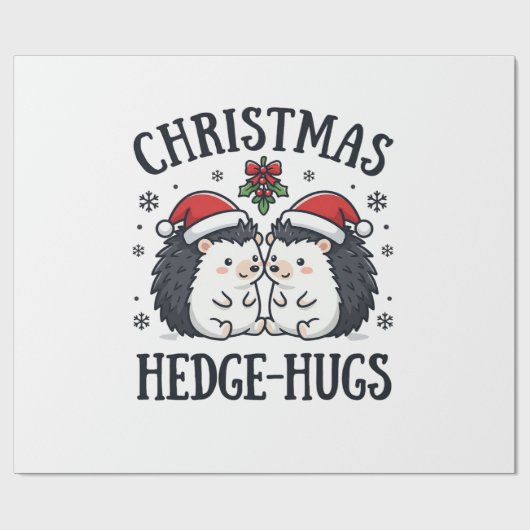 Papier Cadeau Câlins de Noël au hérisson Mignon design de vacanc (Plat)