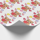 Papier Cadeau Câlins Ourson de la Saint-Valentin (Coin)