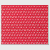Papier Cadeau Calligraphie classique fantaisie Monogramme rouge (Plat)