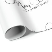 Papier Cadeau Calligraphie classique Nom de famille Joyeux Noël (Coin rond)