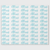 Papier Cadeau Calligraphie de nom Script Plain Simple Blanc Bleu (Plat)
