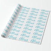 Papier Cadeau Calligraphie de nom Script Plain Simple Blanc Bleu (Déroulé)