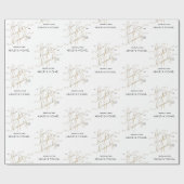 Papier Cadeau Calligraphie Heureux Jamais Après Nom Fiançailles (Plat)