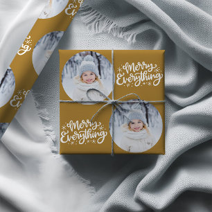 Papier Cadeau Calligraphie Joyeux Tout Rond Photo Or