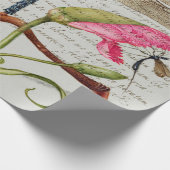 Papier Cadeau Calligraphie (libellule, oeillet et poire)  (Coin)