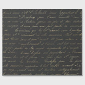 Papier Cadeau Calligraphie Parisienne Vintage Noir et Gris (Plat)