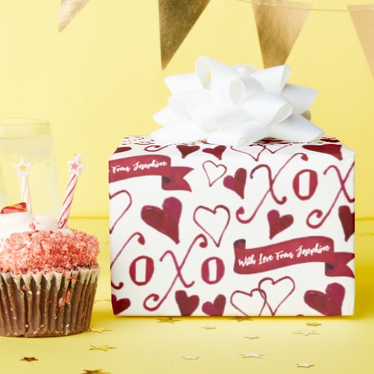 Papier Cadeau Calligraphie personnalisée Boho Saint Valentin XOX (Fête d'anniversaire)