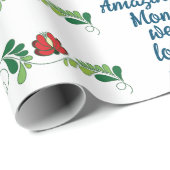 Papier Cadeau Calligraphie Script Extraordinaire Maman Fête de l (Coin rond)