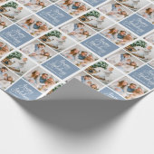 Papier Cadeau Calligraphie Script Holiday 3 Photo Dusty Blue (Coin)