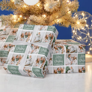 Papier Cadeau Calligraphie Script Noël 3 Photo Sage Vert