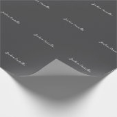 Papier Cadeau Calligraphie Simple Gris Nom Professionnel (Coin)