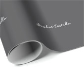 Papier Cadeau Calligraphie Simple Gris Nom Professionnel (Coin rond)