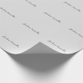 Papier Cadeau Calligraphie Simple Gris Professionnel Nom (Coin)