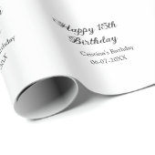 Papier Cadeau calligraphie simple minimum heureux 15e anniversai (Coin rond)