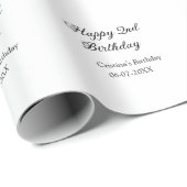 Papier Cadeau calligraphie simple minimum heureux 2e anniversair (Coin rond)