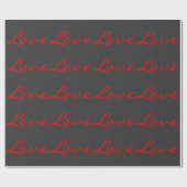 Papier Cadeau Calligraphie Tendance Grise Rouge Amour Mariage (Plat)