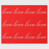 Papier Cadeau Calligraphie Unique Rouge Blanc Amour Mariage (Plat)