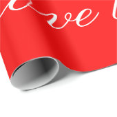 Papier Cadeau Calligraphie Unique Rouge Blanc Amour Mariage (Coin rond)