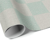 Papier Cadeau Calme Seafoam Green Gris Plaid Motif (Coin rond)