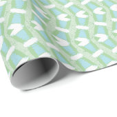 Papier Cadeau Calypso Wavy Stripe in Light Green and Aqua (Coin rond)