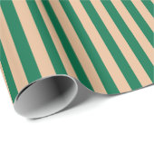 Papier Cadeau Camel Beige & Classic Green Stripe (Coin rond)