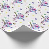 Papier Cadeau Caméléon d'aquarelle et abeille colorés. (Coin)