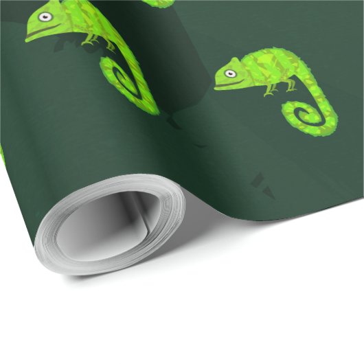 Papier Cadeau Caméléon vert mignon (Coin rond)