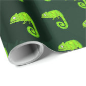 Papier Cadeau Caméléon vert mignon (Coin rond)