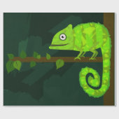 Papier Cadeau Caméléon vert mignon (Plat)