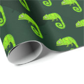 Papier Cadeau Caméléon vert mignon (Coin rond)