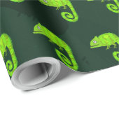 Papier Cadeau Caméléon vert mignon (Coin rond)