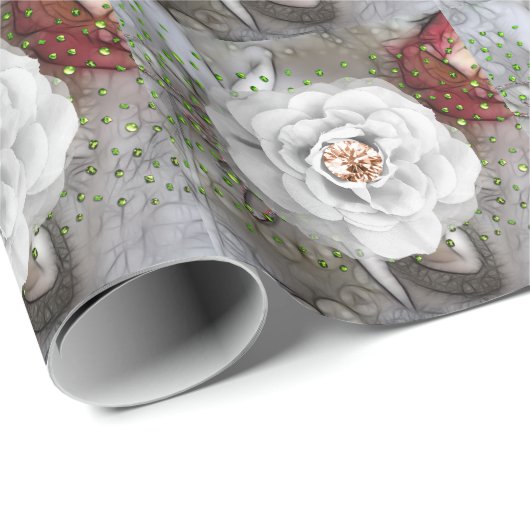 Papier Cadeau Camélia blanc (Coin rond)